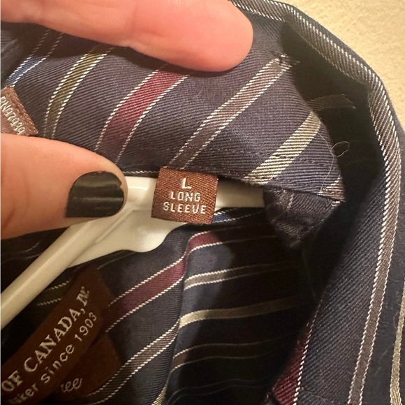 Men’s Forsyth Of Canada Button Down Shirt Vertical Stripe Blue Green Size Large - Picture 4 of 4